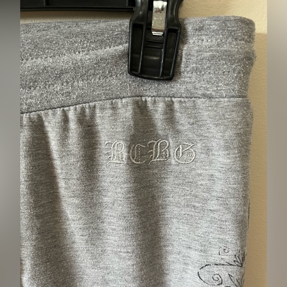 Grey Flared Leg Comfy Joggers w/ Beautiful Y2K Design On Side Of Leg! - Picture 3 of 6